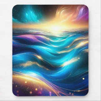Tapis De Souris Lever du soleil océanique abstrait céleste