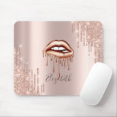 Tapis De Souris Lèvres à goutte métallique, Rose Parties scintilla (Avec souris)
