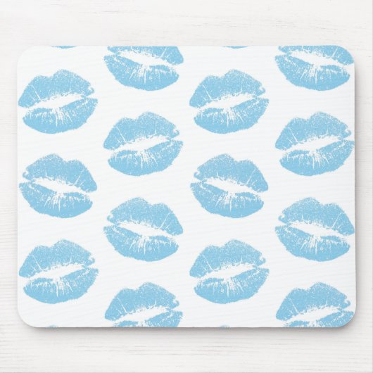 Tapis De Souris Lèvres Bleues, Motif De Lèvres, Bleu, Baiser (Devant)
