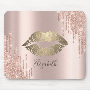 Tapis De Souris Lèvres Pailletées Or Tendances Gouttes de Paillett