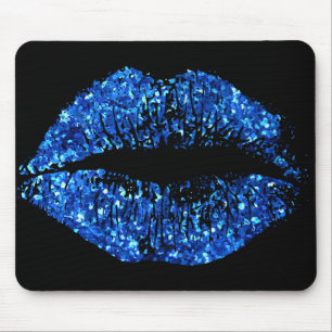 Tapis De Souris Lèvres Parties scintillant bleues