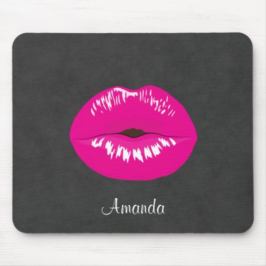 Tapis De Souris Lèvres roses chaudes Illustration brillante (Devant)