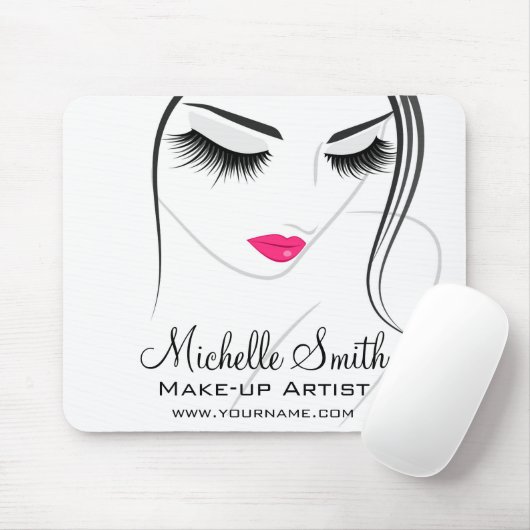 Tapis De Souris Lèvres roses Face longues cils Lash Extensions (Avec souris)