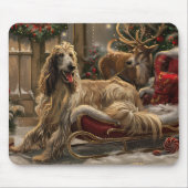 Tapis De Souris Lévrier Afghan Noël Fête (Devant)