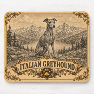 Tapis De Souris Lévrier Italien, Chien à Patrimoine Vintage