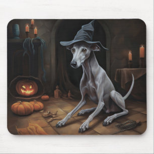 Tapis De Souris Lévrier Italien Citrouilles Halloween Épouvantable