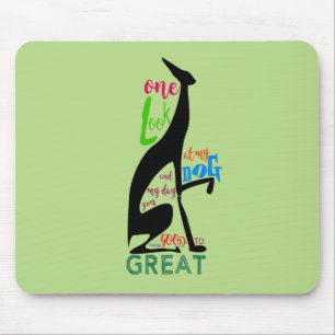 Tapis De Souris Lévrier Silhouette Italienne J'aime Mon Chien Élég