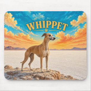 Tapis De Souris Lévrier Whippet, Salt Flats Aquarelle Vintage