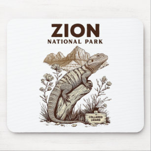 Tapis De Souris Lézard à collier du parc national de Zion rétro Ca