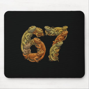 Tapis De Souris Lézard barbu drôle 6 7 Mème Six Sept Barbezilla
