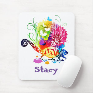Tapis De Souris Lézard floral coloré