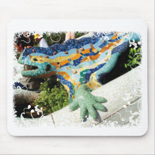 Tapis de souris lézard Gaudi - floral blanc