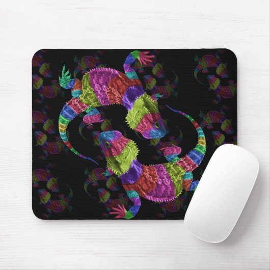 Tapis De Souris Lézards d'arc-en-ciel (Avec souris)