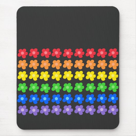 Tapis De Souris LGBT Rainbow Flowers Gay pride Liberté et égalité (Devant)