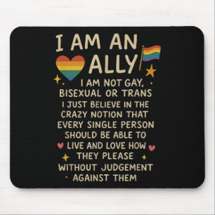 Tapis De Souris Lgbtq Rétro Je suis un allié Je ne suis pas gay, b