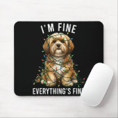 Tapis De Souris Lhasa Apso Christmas I'm Fine Everything Is Fine (Avec souris)