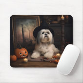 Tapis De Souris Lhasa Apso Citrouille Halloween effrayant (Avec souris)