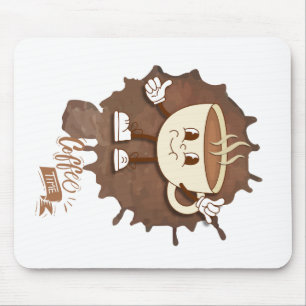 Tapis De Souris **L'heure du café – Tasse souriante mignonne avec