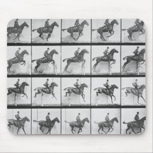 Tapis De Souris L'homme et le cheval sautant une barrière,