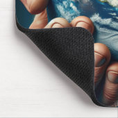 Tapis De Souris L'homme tient la planète Terre (Coin)