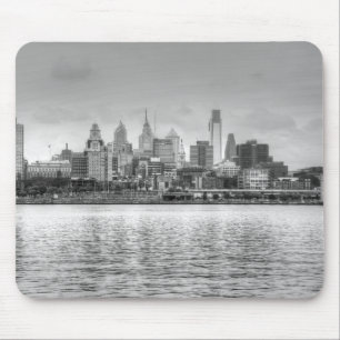 Tapis De Souris L'horizon de Philadelphie en noir et blanc