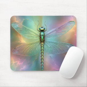 Tapis De Souris Libellule pastel élégante Art fractal,