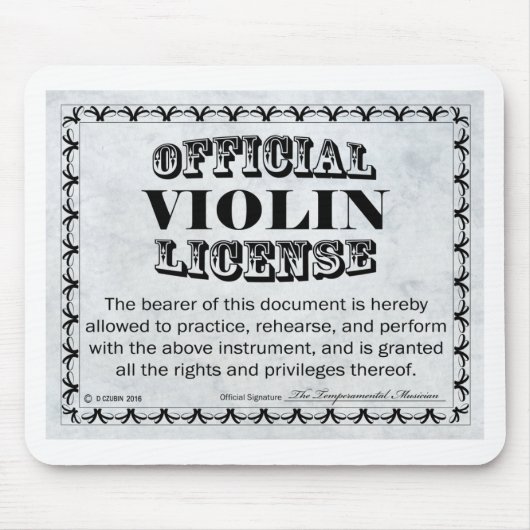 Tapis De Souris Licence de violon (Devant)