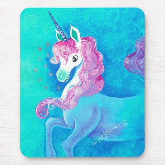 Tapis De Souris Licorne blanche heureuse (Devant)