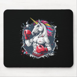 Tapis De Souris Licorne de boxe avec gants de boxe Kickboxing Drôl