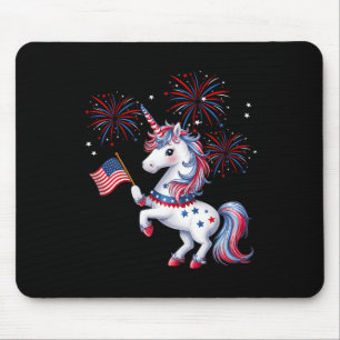 Tapis De Souris Licorne de feu patriotique américain mignon Filles