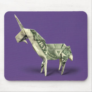 Tapis De Souris Licorne en Origami d'Argent