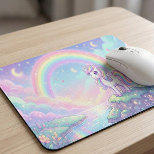 Tapis De Souris Licorne Kawaii Mignonne Arc-en-Ciel Pastel Magique