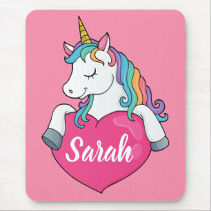 Tapis De Souris Licorne Mignonne Nom Personnalisé 