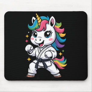 Tapis De Souris Licorne Mignonne Pratiquant le Karaté Taekwondo Li