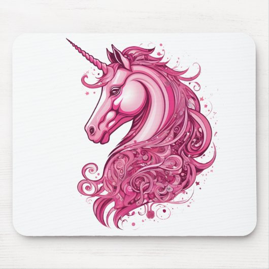 Tapis De Souris Licorne rose abstraite (Devant)