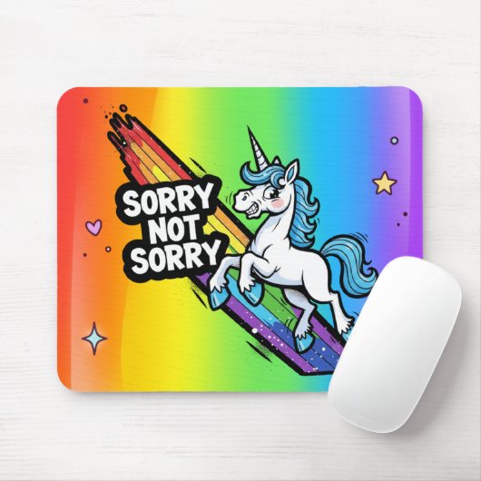 Tapis de souris Licorne Sorry not Sorry (Avec souris)