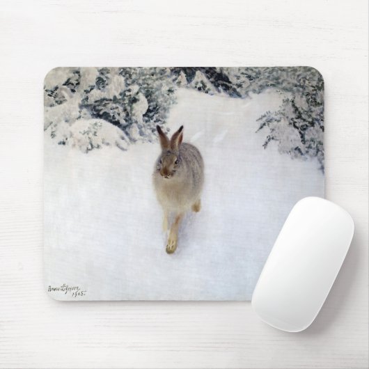 Tapis De Souris Lièvre d'hiver (lapin), Bruno Liljefors (Avec souris)