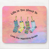 Tapis De Souris Life Is Short Socks Dit Citations D'Aquarelle Rose (Devant)