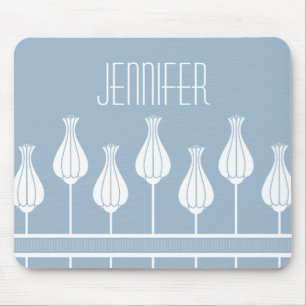 Tapis De Souris Light Blue Art Deco Floral Mousepad