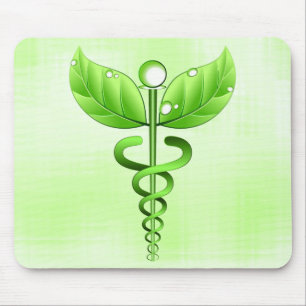 Tapis De Souris Light Green Caduceus Alternative Medicine Médical