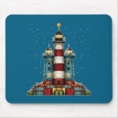 Tapis De Souris Lighthouse Seaside Christmas Tree Xmas Long Sleeve (Devant)