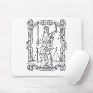 Tapis De Souris Ligne artistique de la loi et de la justice vintag