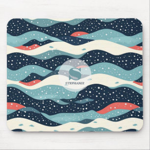 Tapis De Souris Lignes Abstraites avec points de flocon de neige