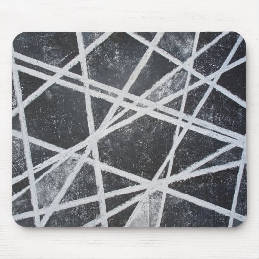 Tapis De Souris Lignes blanches espaces noirs cool abstrait (Devant)