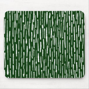 Tapis De Souris Lignes d'encre - Blanc sur Vert foncé