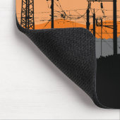 Tapis de souris Lignes électriques Coucher de sole (Coin)