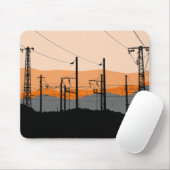 Tapis de souris Lignes électriques Coucher de sole (Avec souris)