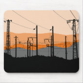 Tapis de souris Lignes électriques Coucher de sole (Devant)