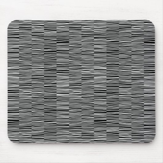 Tapis De Souris Lignes irrégulières - Blanc sur Noir (Devant)