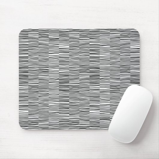 Tapis De Souris Lignes irrégulières - Noir sur Blanc (Avec souris)